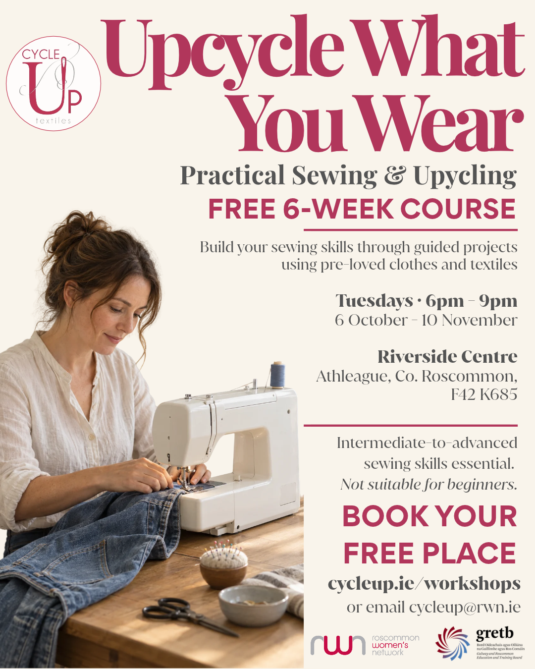 FREE Six-Week Course! Upcycle What You Wear: Practical Sewing & Upcycling - Begins 6 October